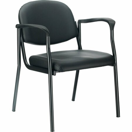 INTERION BY GLOBAL INDUSTRIAL Interion Antimicrobial Synthetic Leather Guest Chair With Arms, Black 516129BK-AM